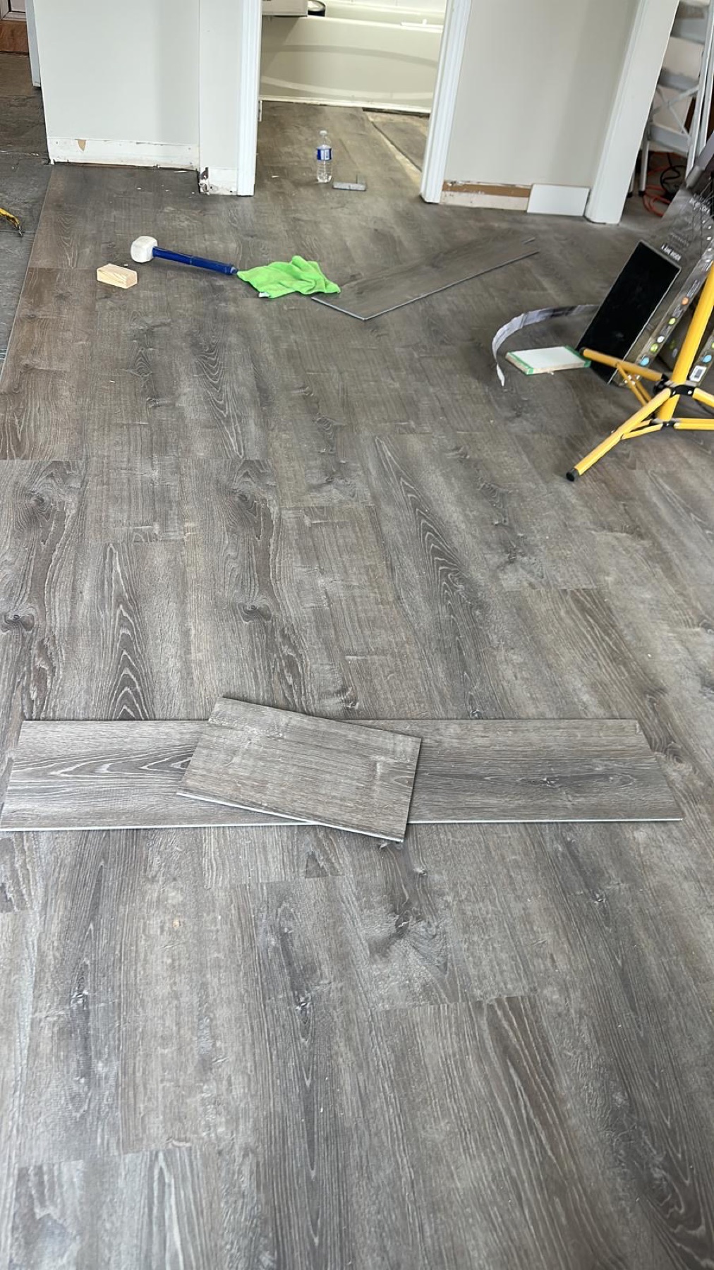 Floor installation in progress